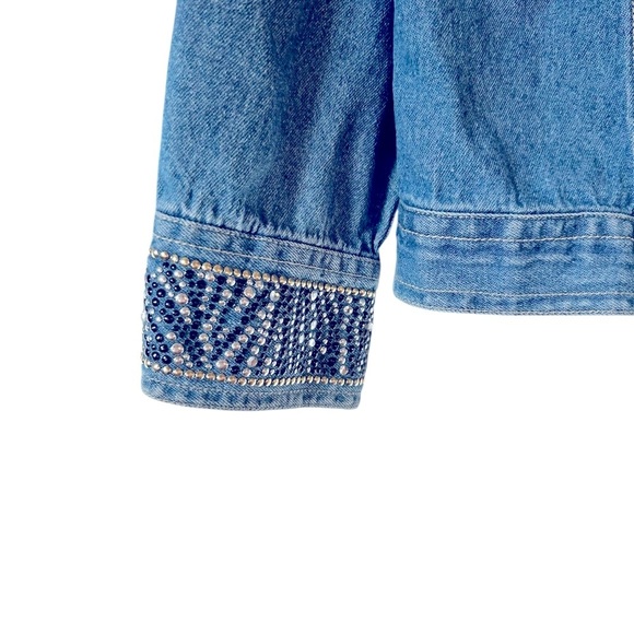 Draper's & Damon's Petite Small Embellished Zebra Vintage Denim Jacket Bling - Picture 9 of 12